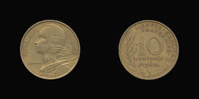 Aluminum-Bronze 10 Centimes of 