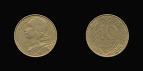 Aluminum-Bronze 10 Centimes of 