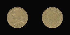 Aluminum-Bronze 10 Centimes of 