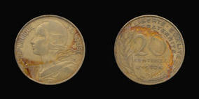 Aluminum-Bronze 20 Centimes of 