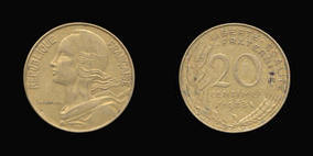 Aluminum-Bronze 20 Centimes of 