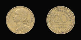 Aluminum-Bronze 20 Centimes of 