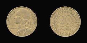 Aluminum-Bronze 20 Centimes of 