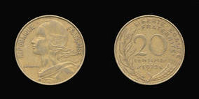 Aluminum-Bronze 20 Centimes of 