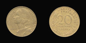 Aluminum-Bronze 20 Centimes of 