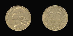 Aluminum-Bronze 20 Centimes of 