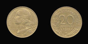 Aluminum-Bronze 20 Centimes of 