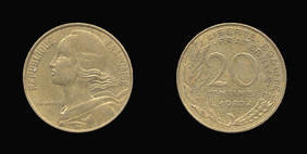 Aluminum-Bronze 20 Centimes of 