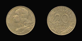 Aluminum-Bronze 20 Centimes of 