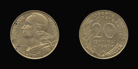 Aluminum-Bronze 20 Centimes of 