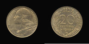 Aluminum-Bronze 20 Centimes of 