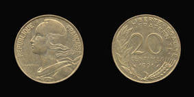 Aluminum-Bronze 20 Centimes of 