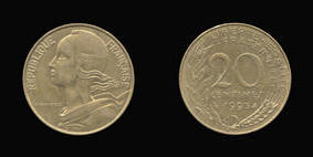 Aluminum-Bronze 20 Centimes of 