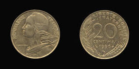 Aluminum-Bronze 20 Centimes of 