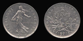 Nickel-Clad Copper-Nickel 5 Francs of 