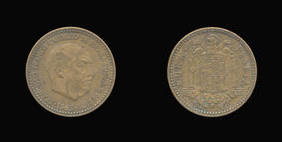 Aluminum-Bronze 1 Peseta of 