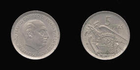 Copper-Nickel 5 Pesetas of 