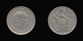 Copper-Nickel 5 Pesetas of 