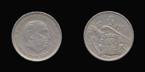 Copper-Nickel 5 Pesetas of 