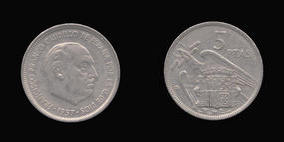 Copper-Nickel 5 Pesetas of 