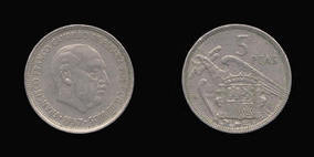 Copper-Nickel 5 Pesetas of 