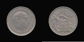 Copper-Nickel 5 Pesetas of 