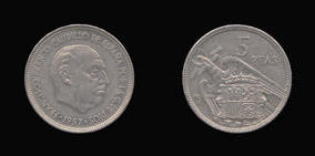 Copper-Nickel 5 Pesetas of 