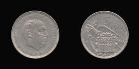 Copper-Nickel 5 Pesetas of 