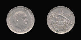 Copper-Nickel 5 Pesetas of 