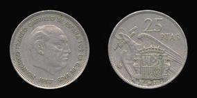 Copper-Nickel 25 Pesetas of 