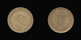 Aluminum-Bronze 1 Peseta of 