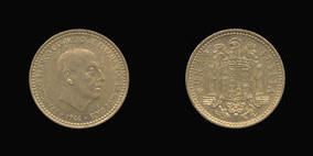 Aluminum-Bronze 1 Peseta of 