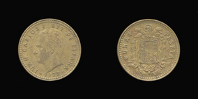 Aluminum-Bronze 1 Peseta of 