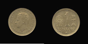 Aluminum-Bronze 1 Peseta of 