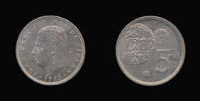 Copper-Nickel 5 Pesetas of 