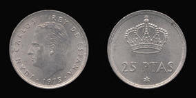 Copper-Nickel 25 Pesetas of 