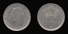 Copper-Nickel 25 Pesetas of 