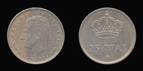 Copper-Nickel 25 Pesetas of 