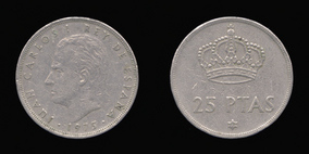 Copper-Nickel 25 Pesetas of 