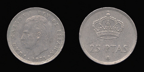 Copper-Nickel 25 Pesetas of 