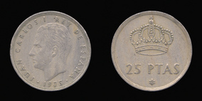 Copper-Nickel 25 Pesetas of 