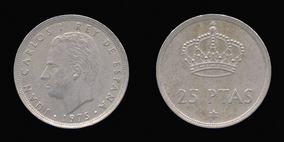 Copper-Nickel 25 Pesetas of 