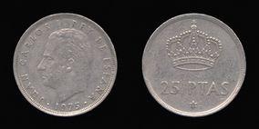 Copper-Nickel 25 Pesetas of 