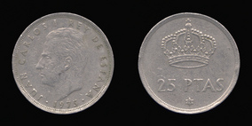 Copper-Nickel 25 Pesetas of 