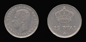 Copper-Nickel 25 Pesetas of 