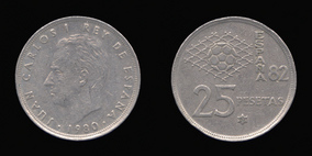 Copper-Nickel 25 Pesetas of 