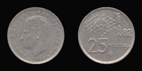 Copper-Nickel 25 Pesetas of 