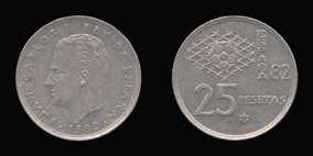 Copper-Nickel 25 Pesetas of 