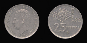 Copper-Nickel 25 Pesetas of 