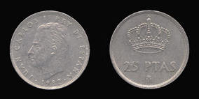 Copper-Nickel 25 Pesetas of 